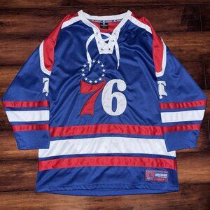 Colosseum NBA Philadelphia 76ers Lacer Red Blue Liberty Bell Jersey Men’s XL